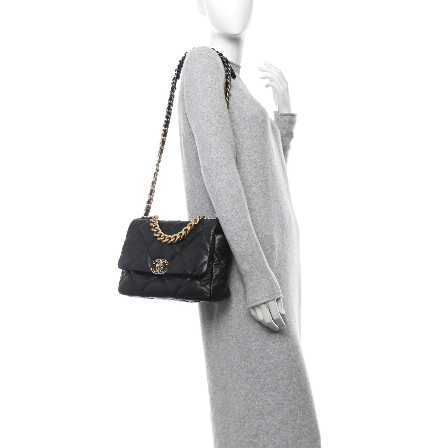 Chanel Goatskin Quilted Large Chanel 19 Flap Black 2 of 12