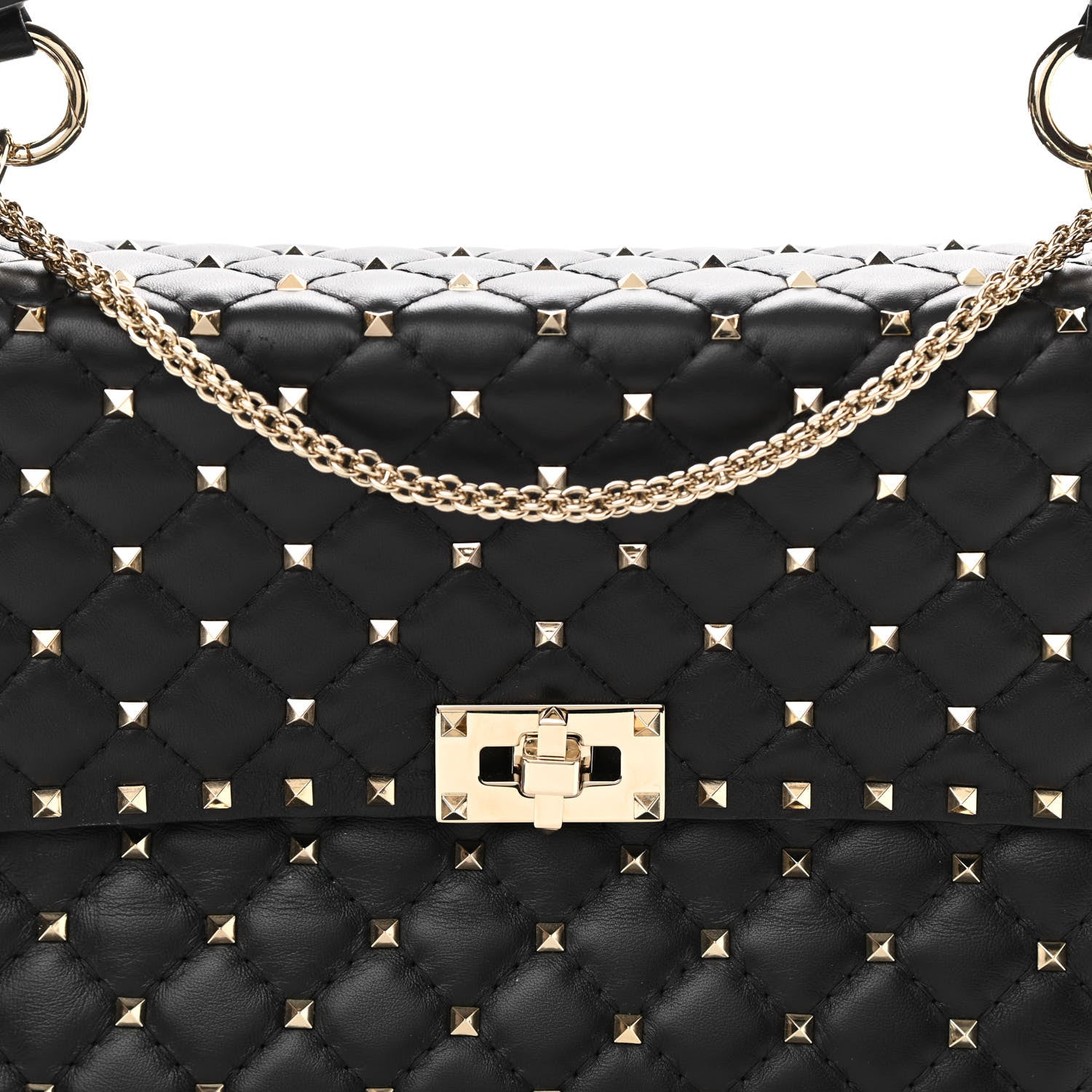 Valentino Garavani Lambskin Large Rockstud Spike Shoulder Bag Black 7 of 9