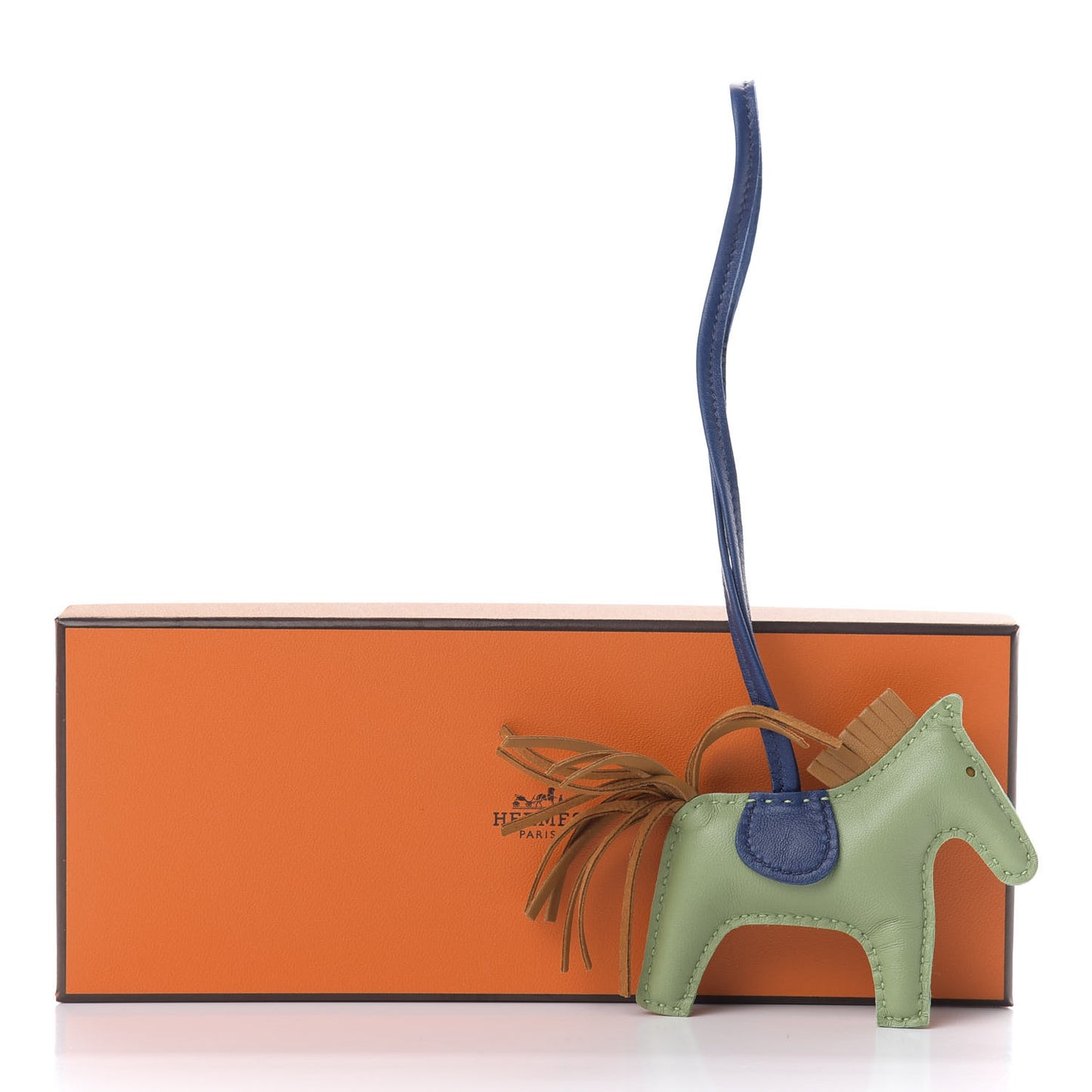 Milo Lambskin Grigri Rodeo Horse Bag Charm PM Vert Criquet Sesame Bleu de Malte