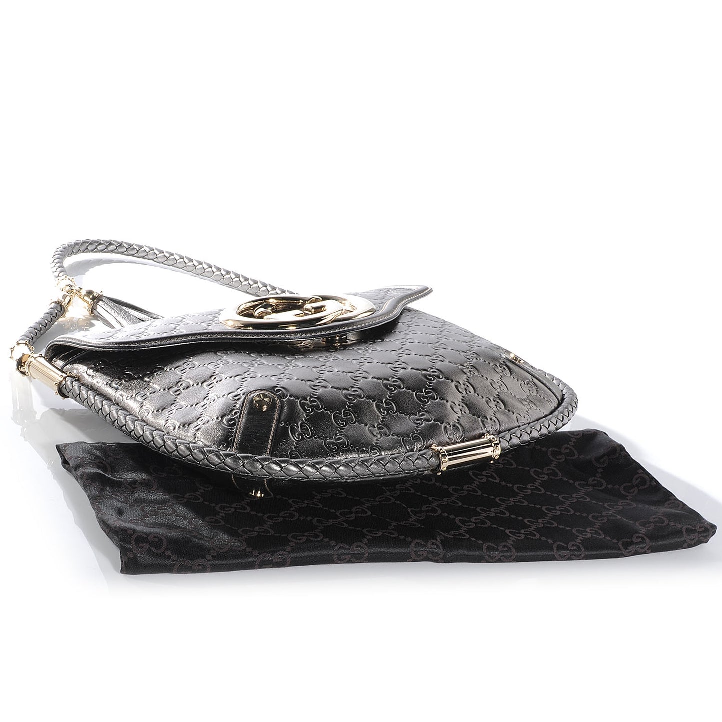 Guccissima Britt Tassel Shoulder Bag Gunmetal