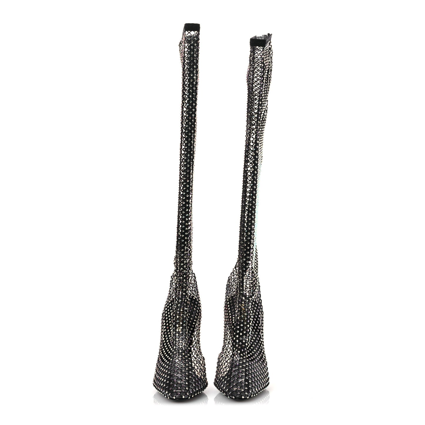 Mesh Crystal Suede Koller 110 Knee High Boots 39 Black