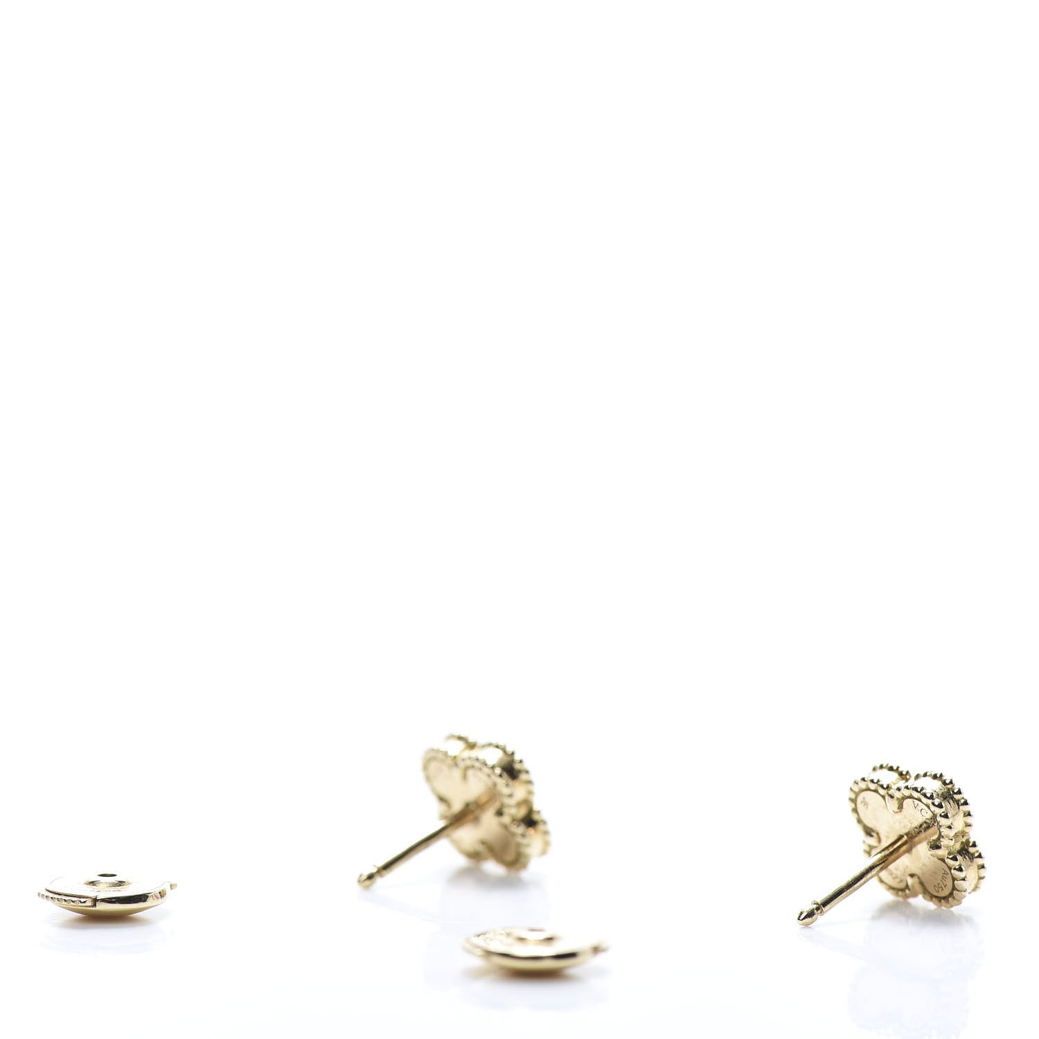 Van Cleef & Arpels 18K Yellow Gold Mother of Pearl Sweet Alhambra Earrings 3 of 5