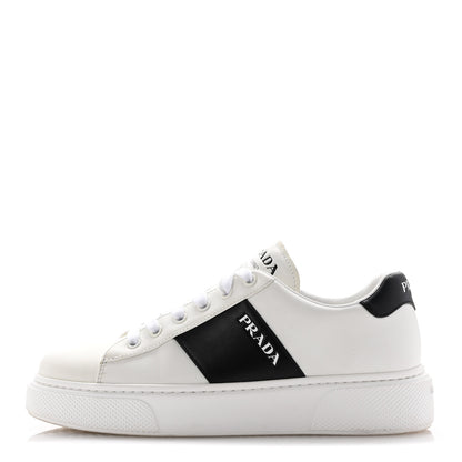 Prada Vitello Soft Logo 45mm Platform Sneakers 39 White Black 1 of 13