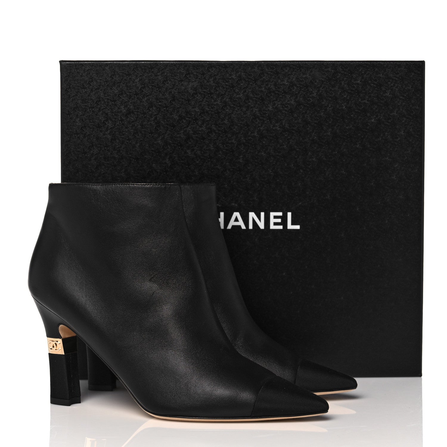 Chanel Lambskin Grosgrain Cap Toe Short Ankle Boots 40 Black 10 of 10