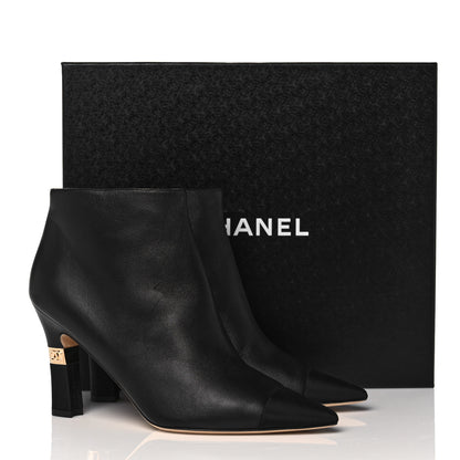Chanel Lambskin Grosgrain Cap Toe Short Ankle Boots 40 Black 10 of 10