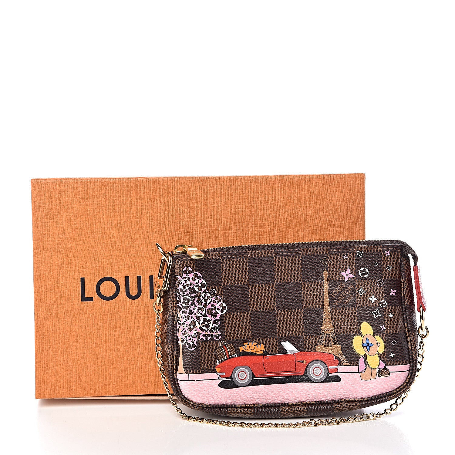 Louis Vuitton Damier Ebene 2019 Christmas Animation Mini Pochette Accessories Red 8 of 8