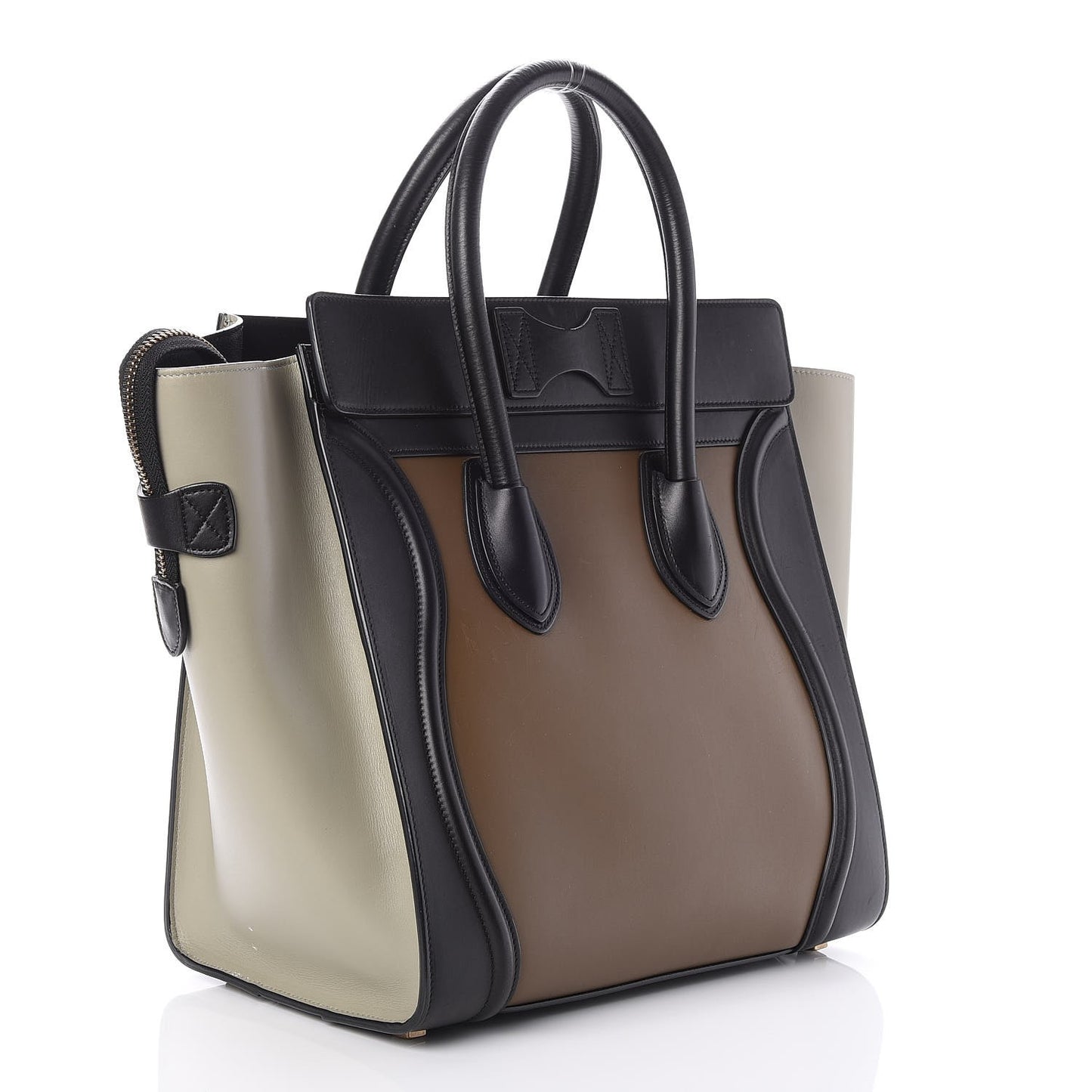 Satin Calfskin Mini Tri-Color Luggage Beige