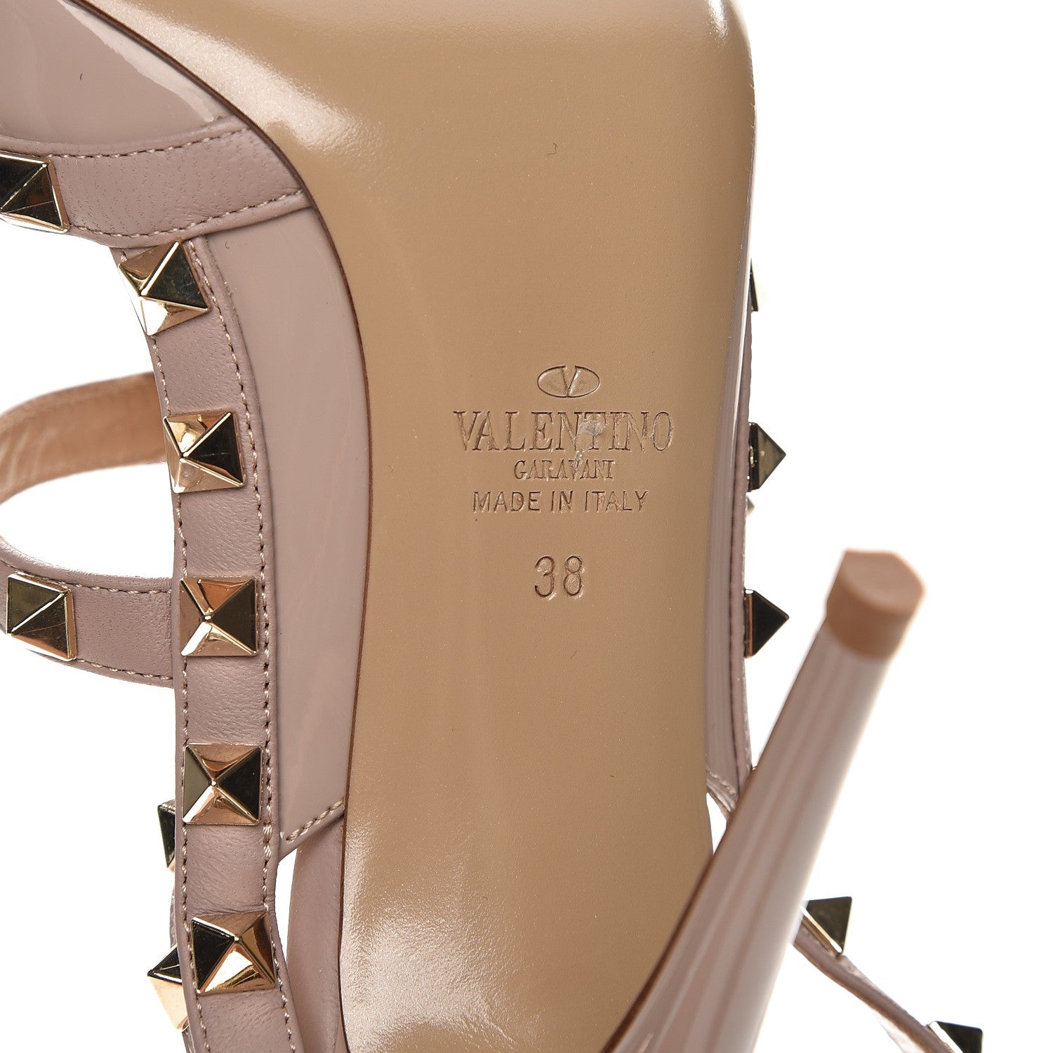 Valentino Garavani Patent Nappa Rockstud Ankle Strap 100mm Pumps 38 Poudre 6 of 9
