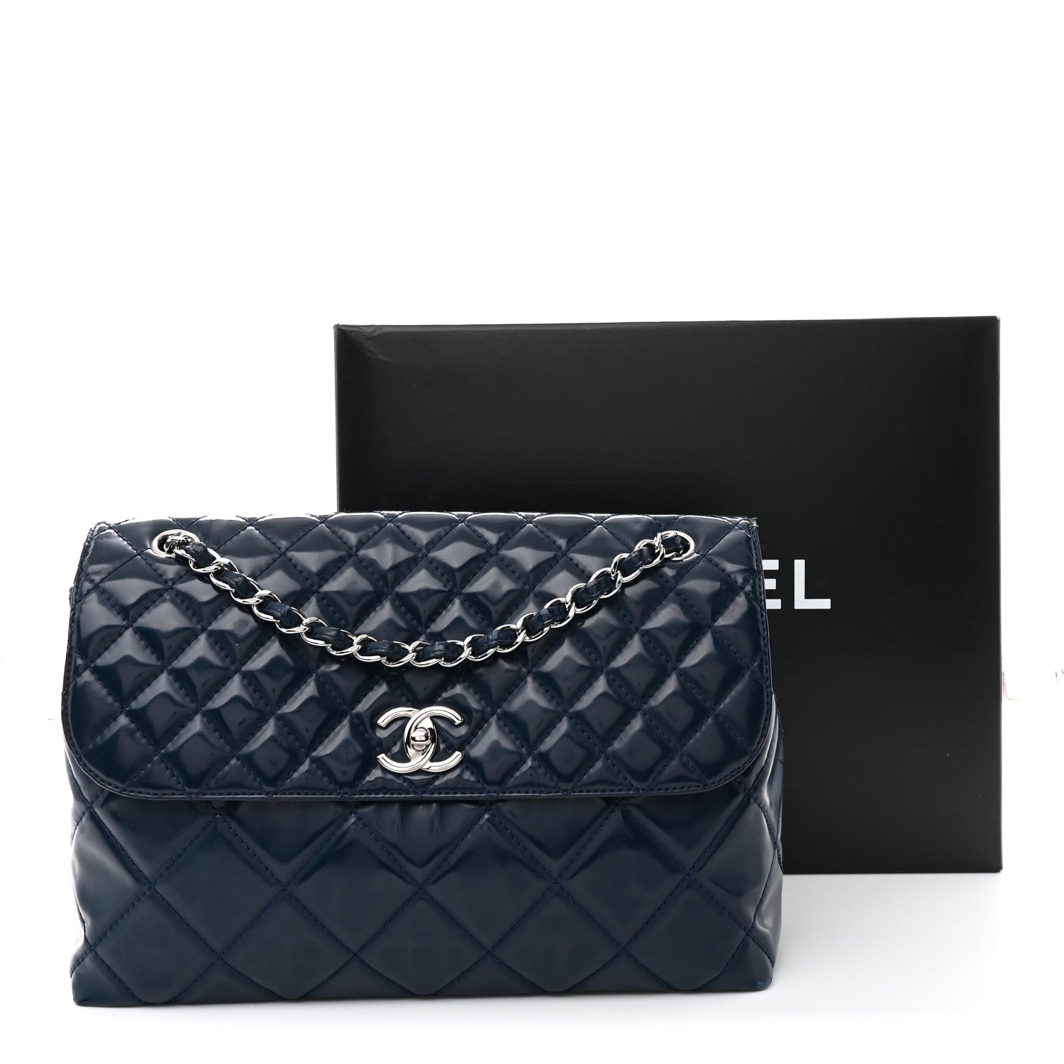 Chanel Vinyl Quilted In the Business Flap Bag Navy Blue 16 of 16