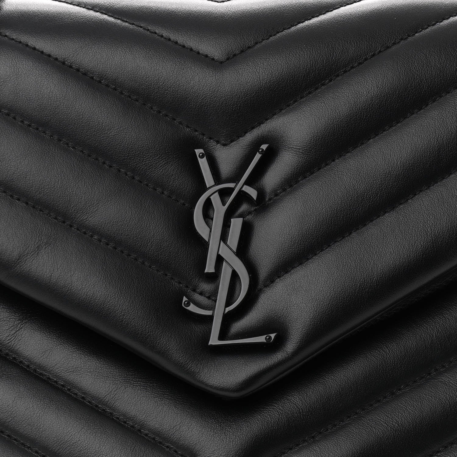 Saint Laurent Calfskin Y Quilted Monogram Medium Loulou Chain Satchel Black 6 of 8