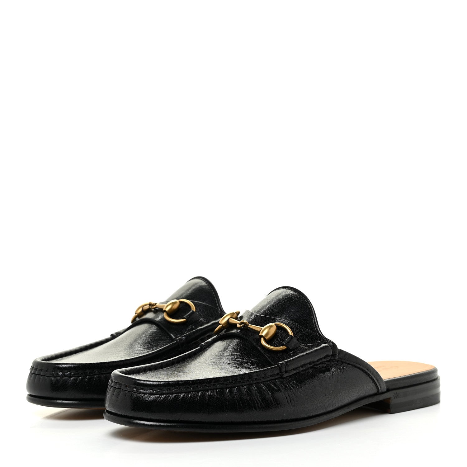 Gucci Goatskin Mens Horsebit Slippers 7.5 Black 3 of 14