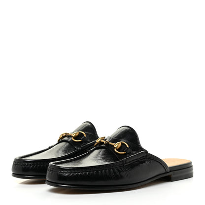 Gucci Goatskin Mens Horsebit Slippers 7.5 Black 3 of 14