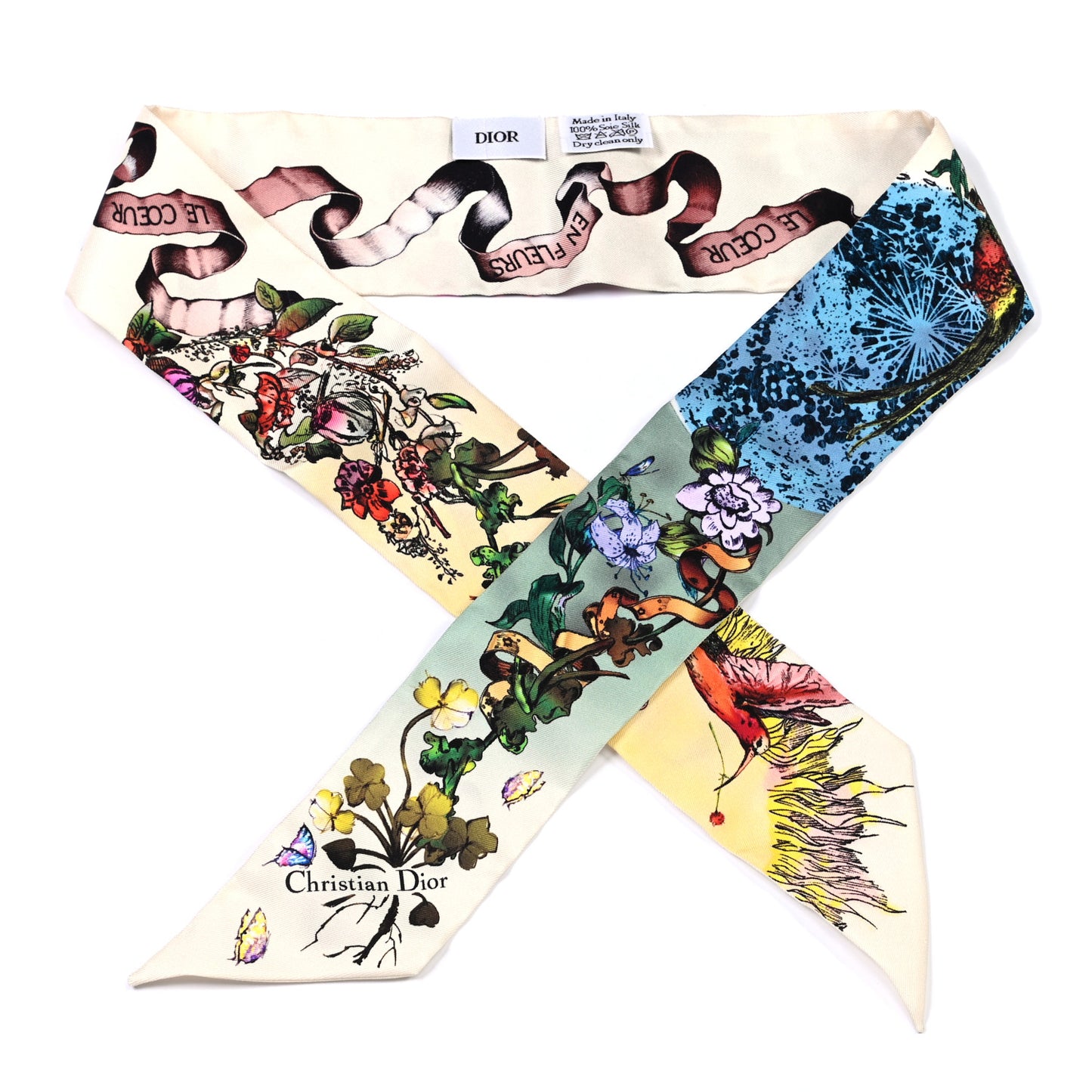 Silk Coeur En Fleur Mitzah Scarf White