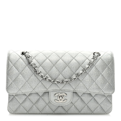 Chanel Glittered Metallic Caviar Quilted Medium Double Flap Silver 1 of 8
