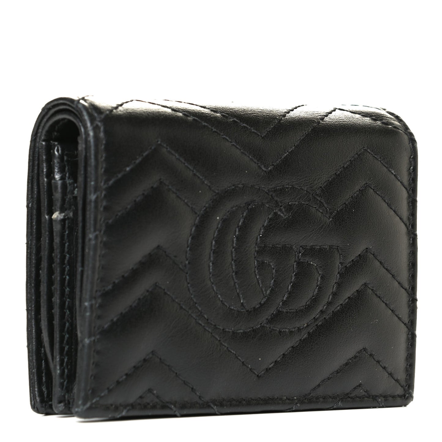 Calfskin Matelasse GG Marmont Card Case Wallet Black