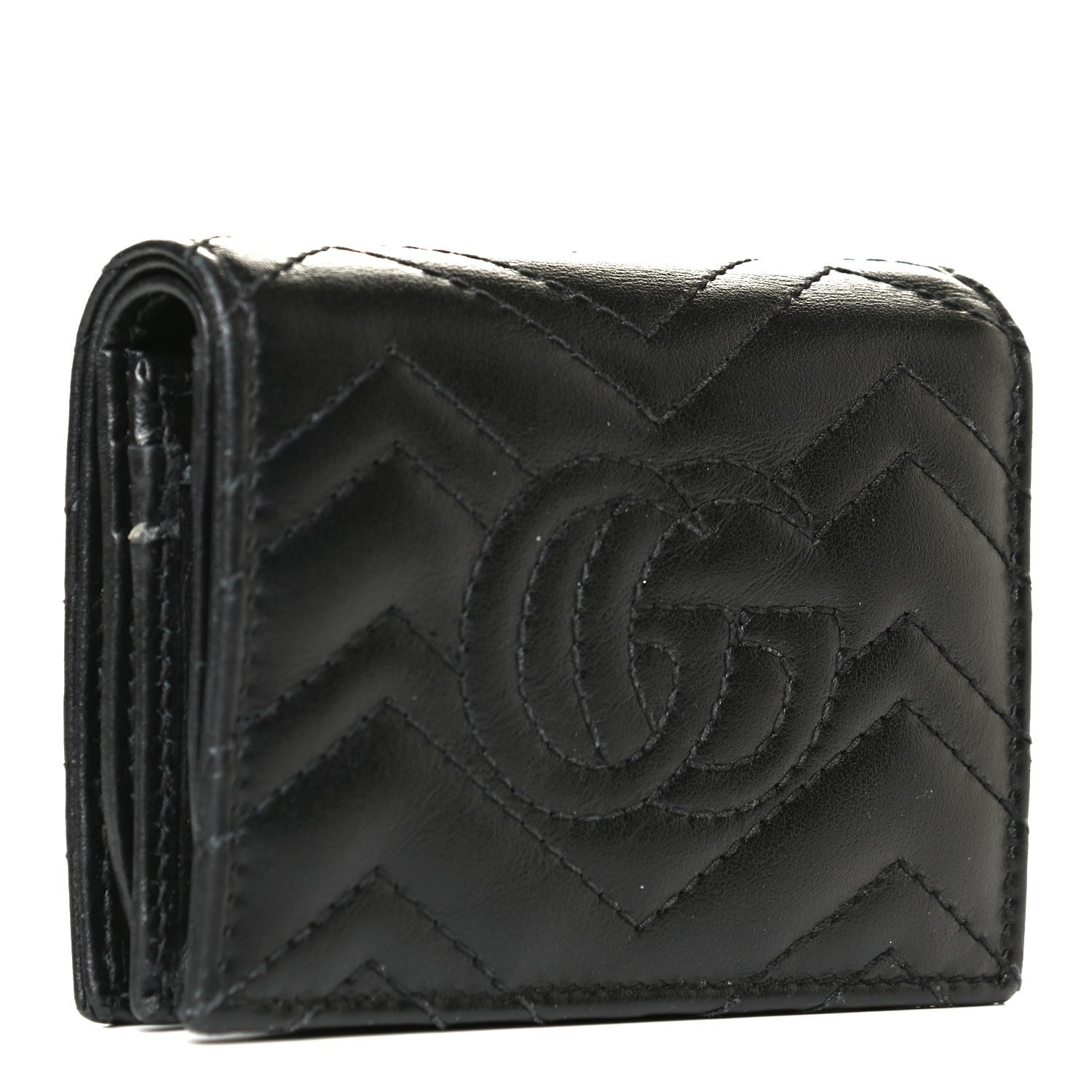 Gucci Calfskin Matelasse GG Marmont Card Case Wallet Black 2 of 9