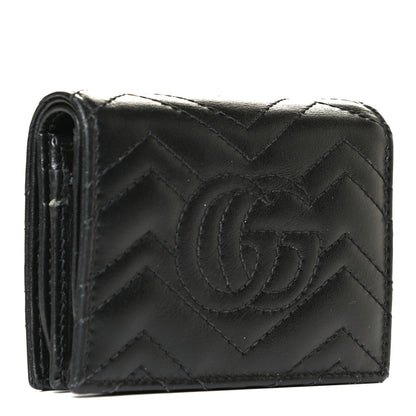Gucci Calfskin Matelasse GG Marmont Card Case Wallet Black 2 of 9