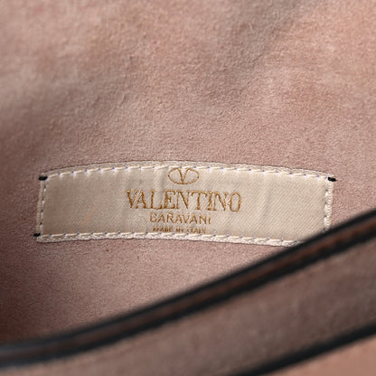 Valentino Garavani Pebbled Calfskin Onyx Small Rockstud Rolling Wristlet Clutch Soft Noisette 6 of 15
