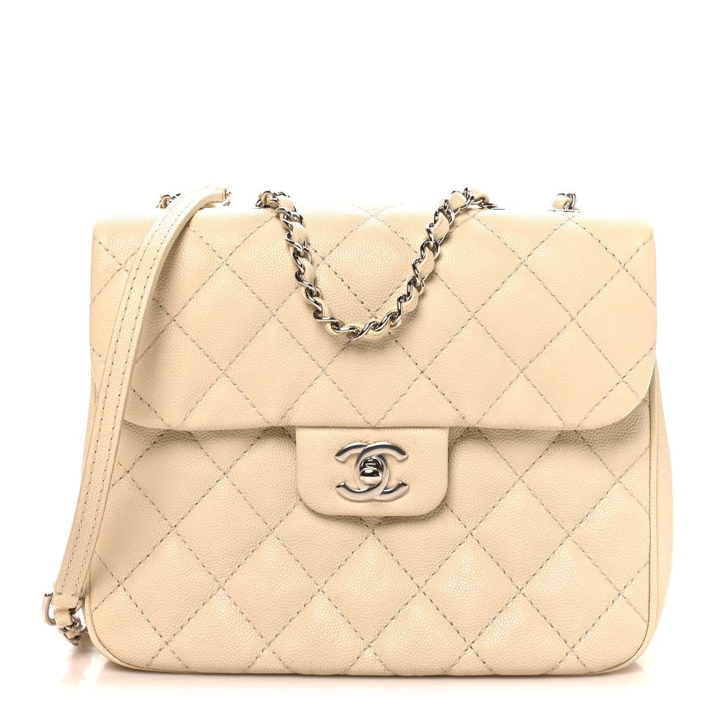 Caviar Quilted Medium Urban Companion Flap Ivory