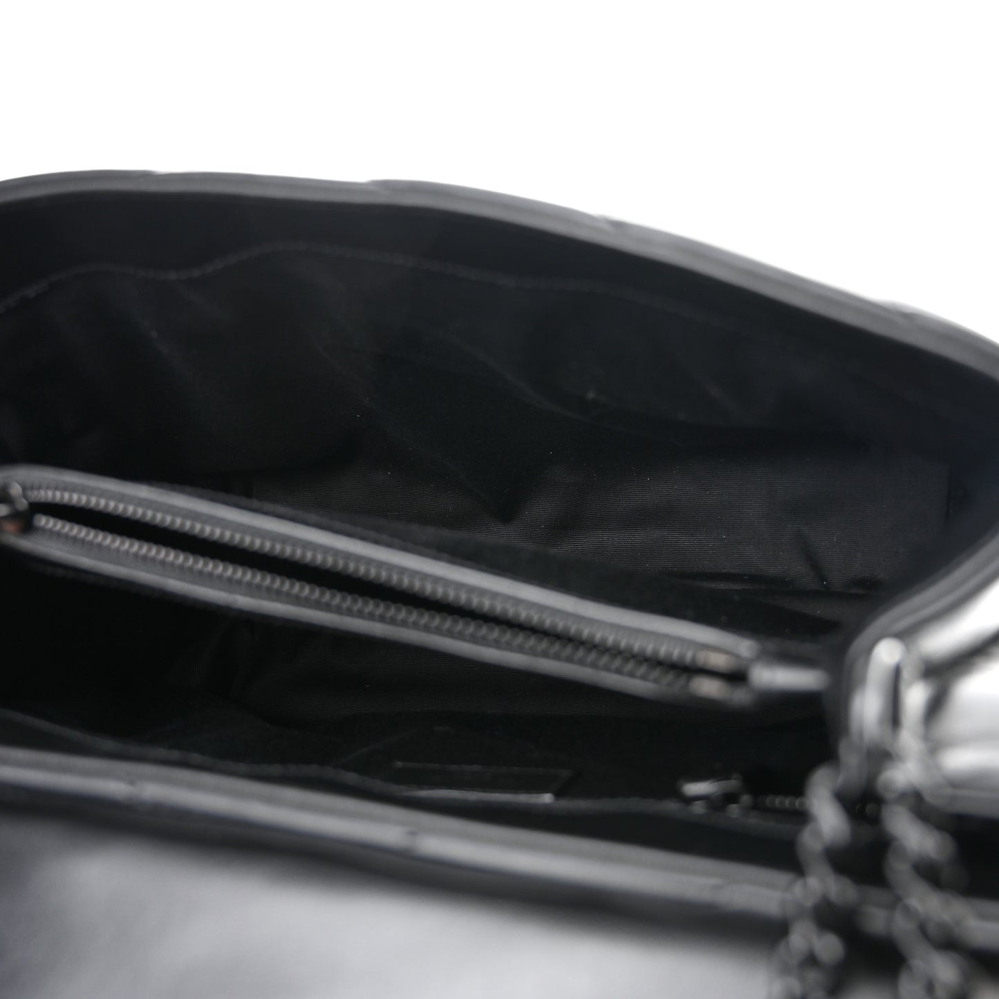 Calfskin Y Quilted Monogram Monochrome Medium Loulou Chain Satchel Black