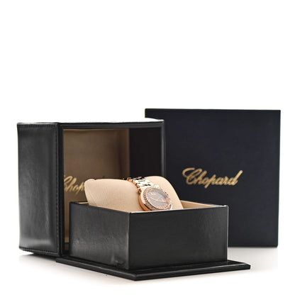 Chopard 18K Rose Gold Diamond Bezel 30mm Happy Sport Quartz Watch Brown 5 of 5