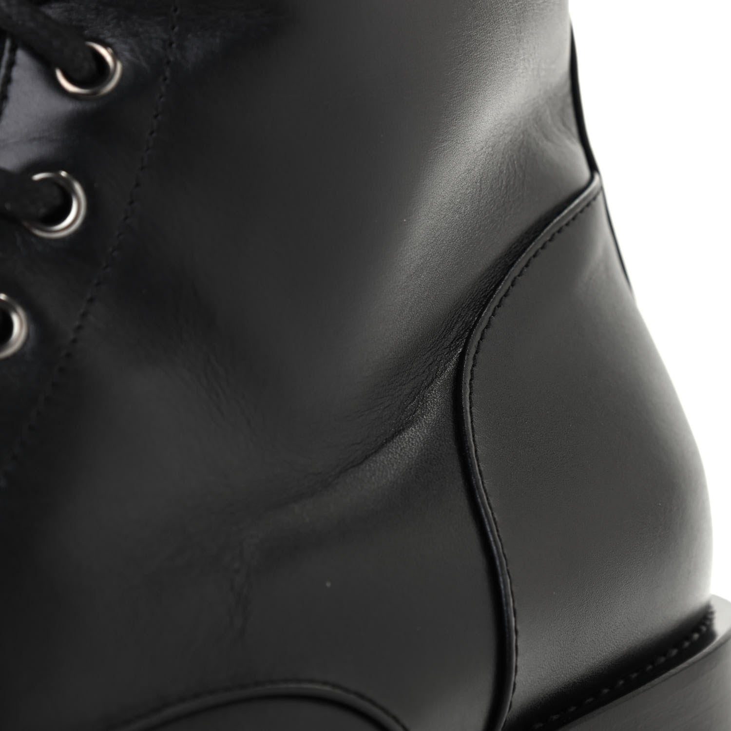 Chanel Calfskin Lace Up Combat Boots 38.5 Black 9 of 10
