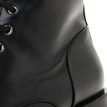 Chanel Calfskin Lace Up Combat Boots 38.5 Black 9 of 10