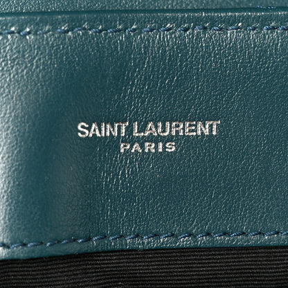 Saint Laurent Calfskin Y Quilted Monogram Medium Loulou Chain Satchel Dark Turquoise 6 of 11