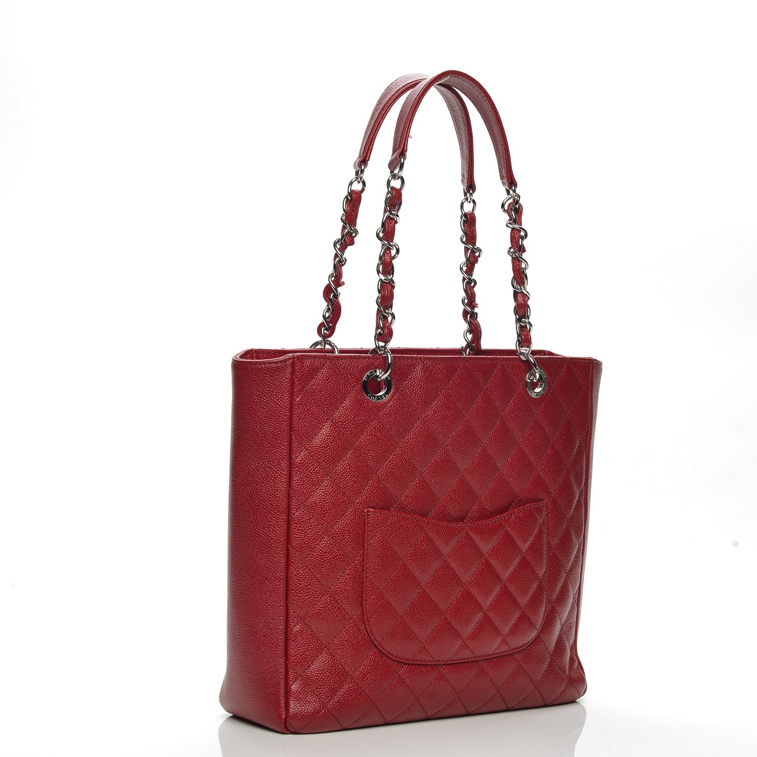Chanel Caviar Quilted Vertical Grand Shopping Tote GST Red 3 of 7
