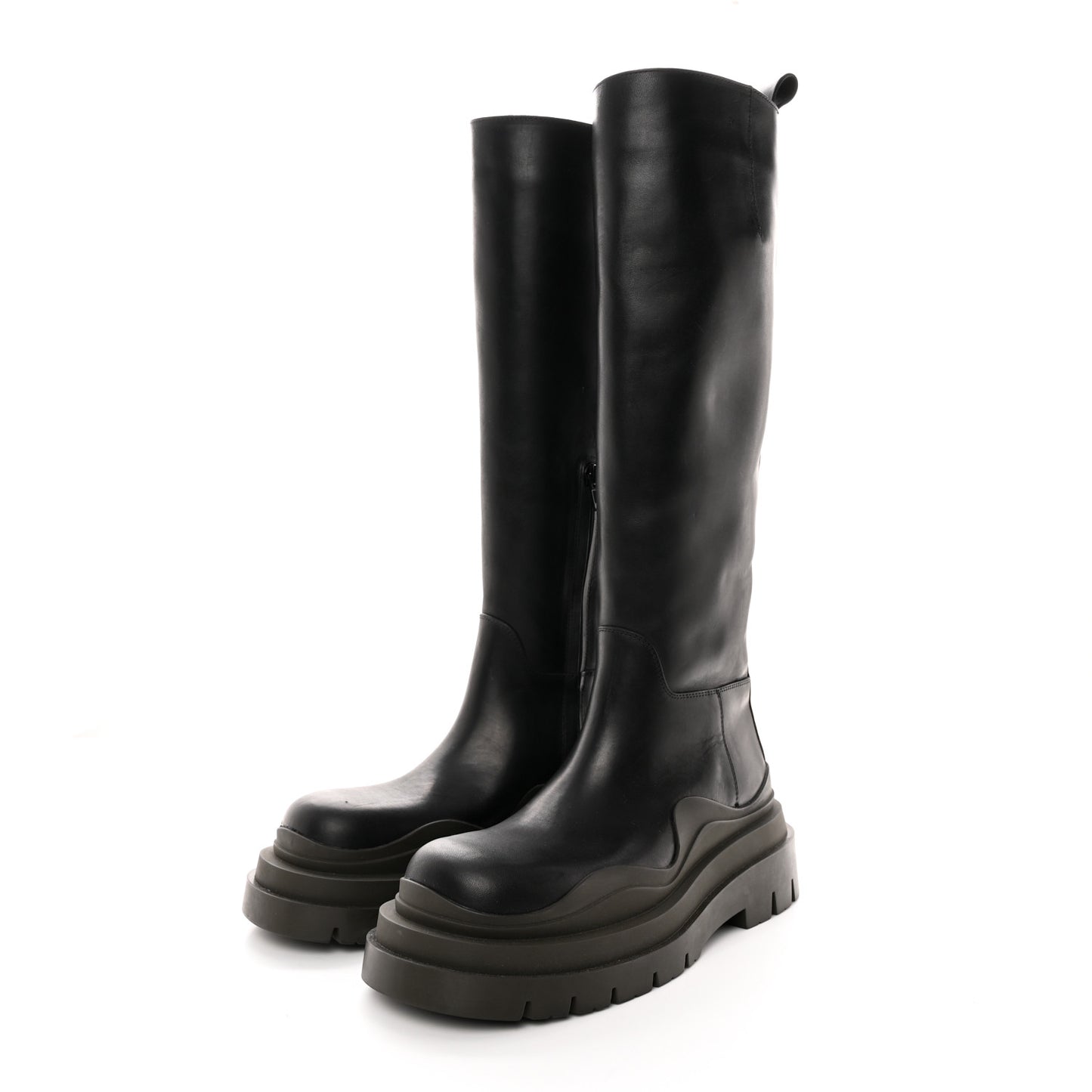 Calfskin The Tire High Boots 36 Black Camping