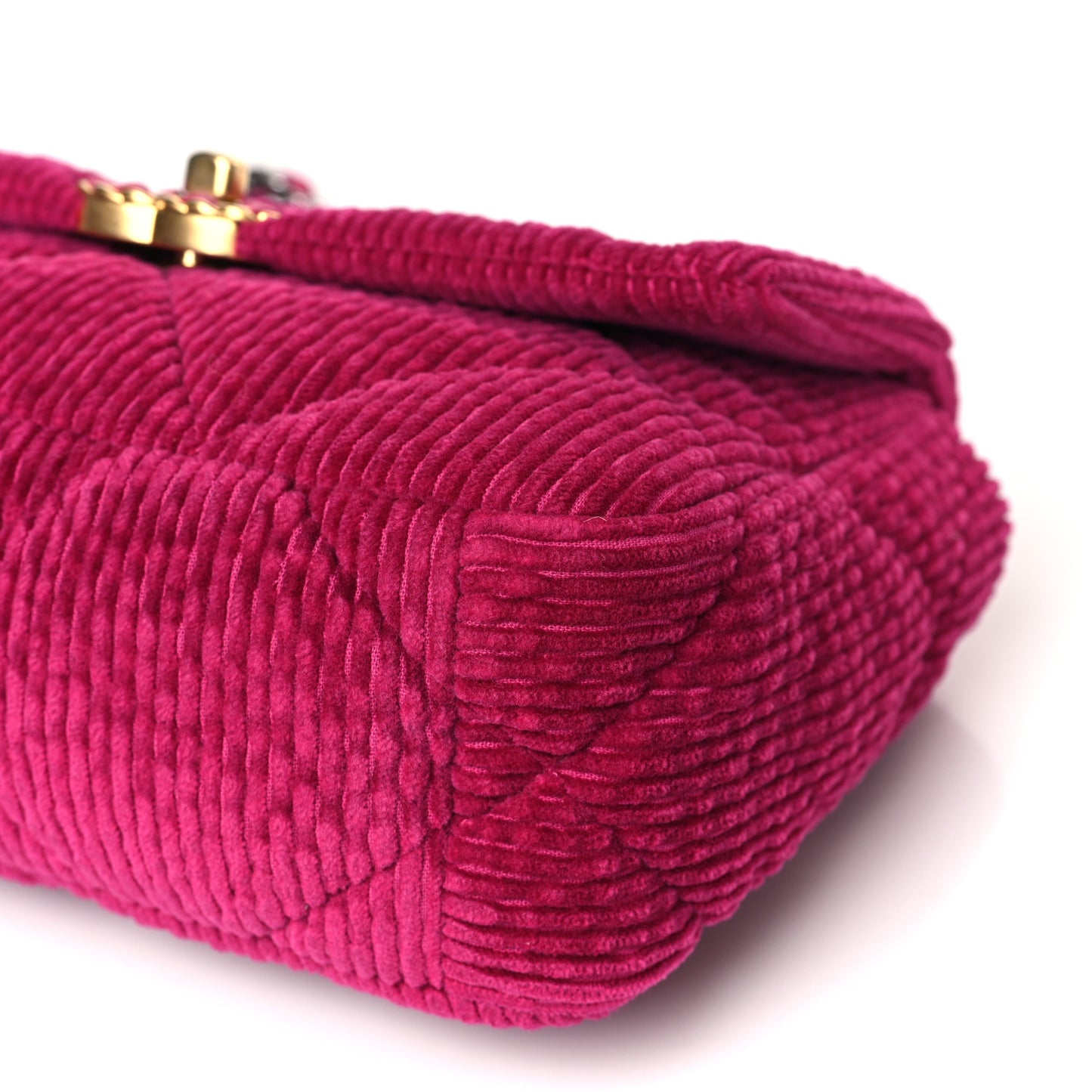 Corduroy Quilted Medium Chanel 19 Flap Dark Pink