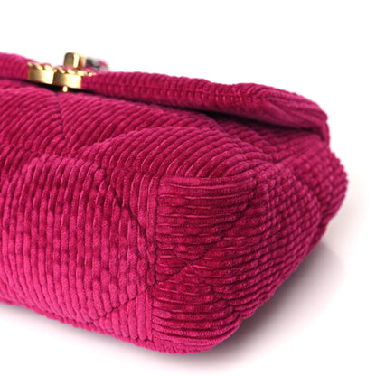 Chanel Corduroy Quilted Medium Chanel 19 Flap Dark Pink 9 of 9
