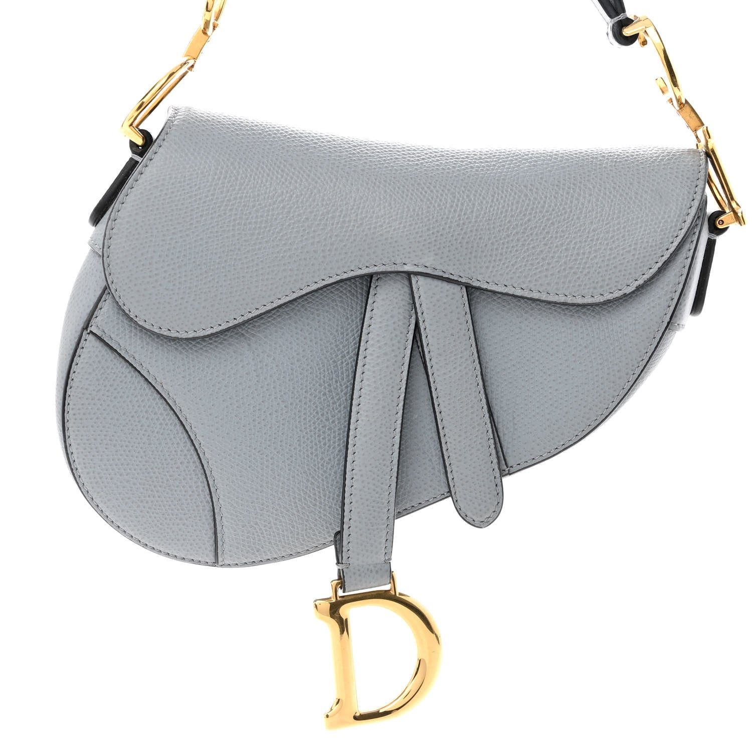 Christian Dior Grained Calfskin Mini Saddle Bag Sky Blue 7 of 10