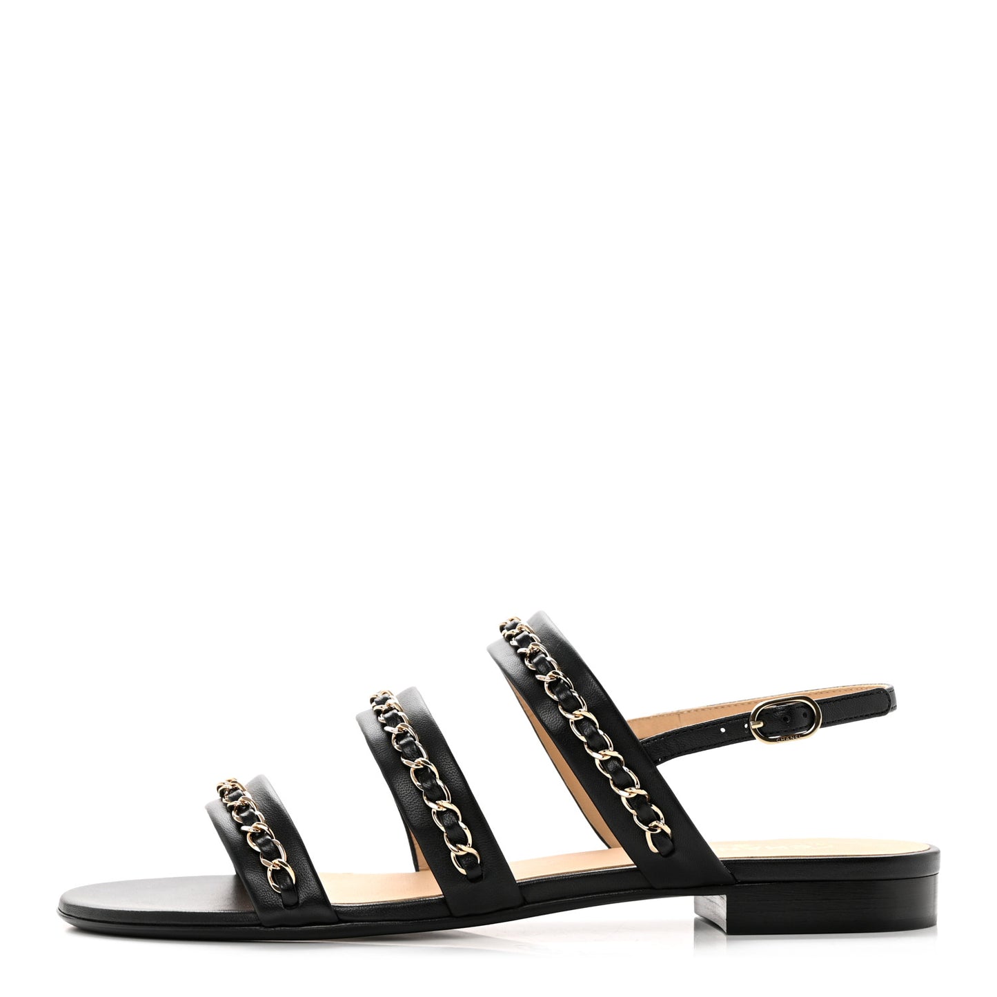 Lambskin Chain Sandals 39 Black