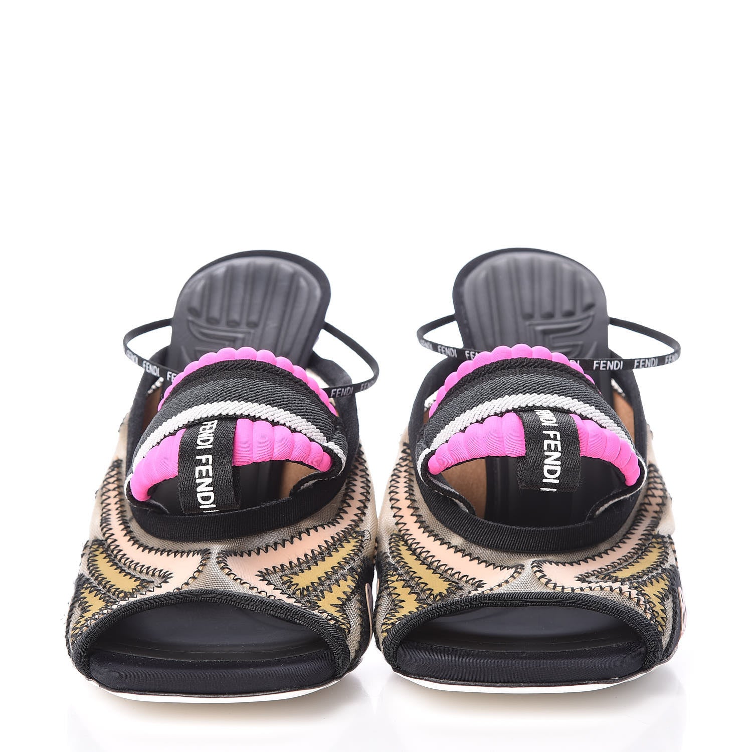 Fendi Technical Mesh FFreedom Patchwork 105 Peep Toe Sandals 39 Pink 2 of 13