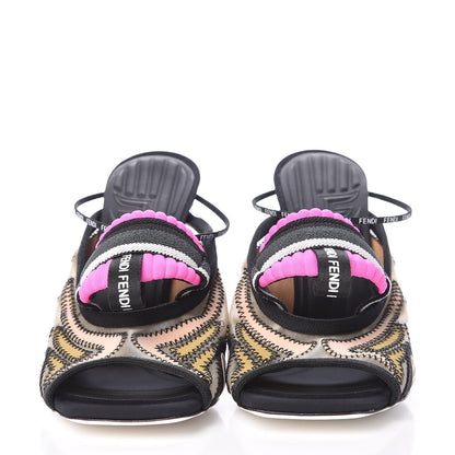 Fendi Technical Mesh FFreedom Patchwork 105 Peep Toe Sandals 39 Pink 2 of 13