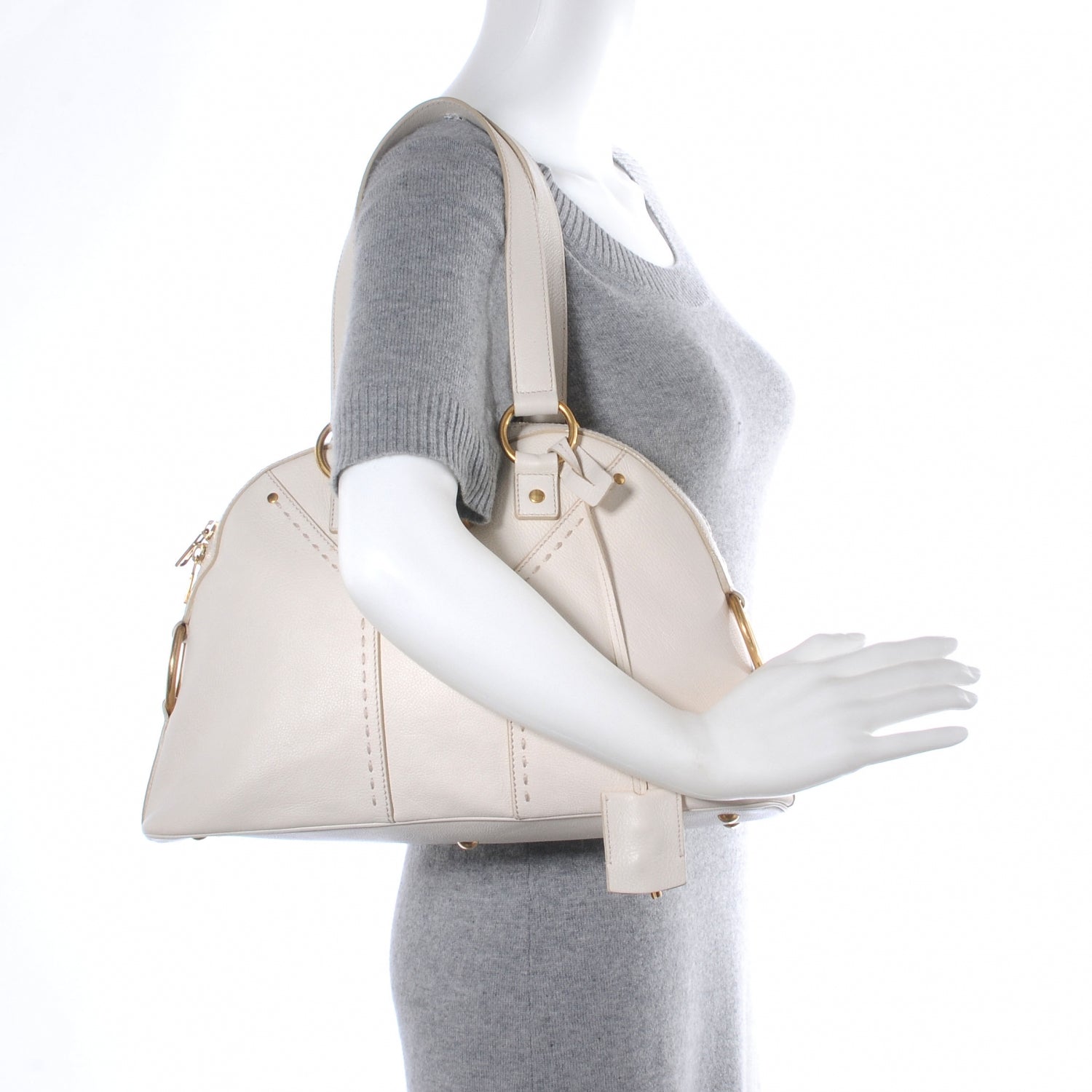 Saint Laurent Leather Medium Muse Ivory 2 of 9