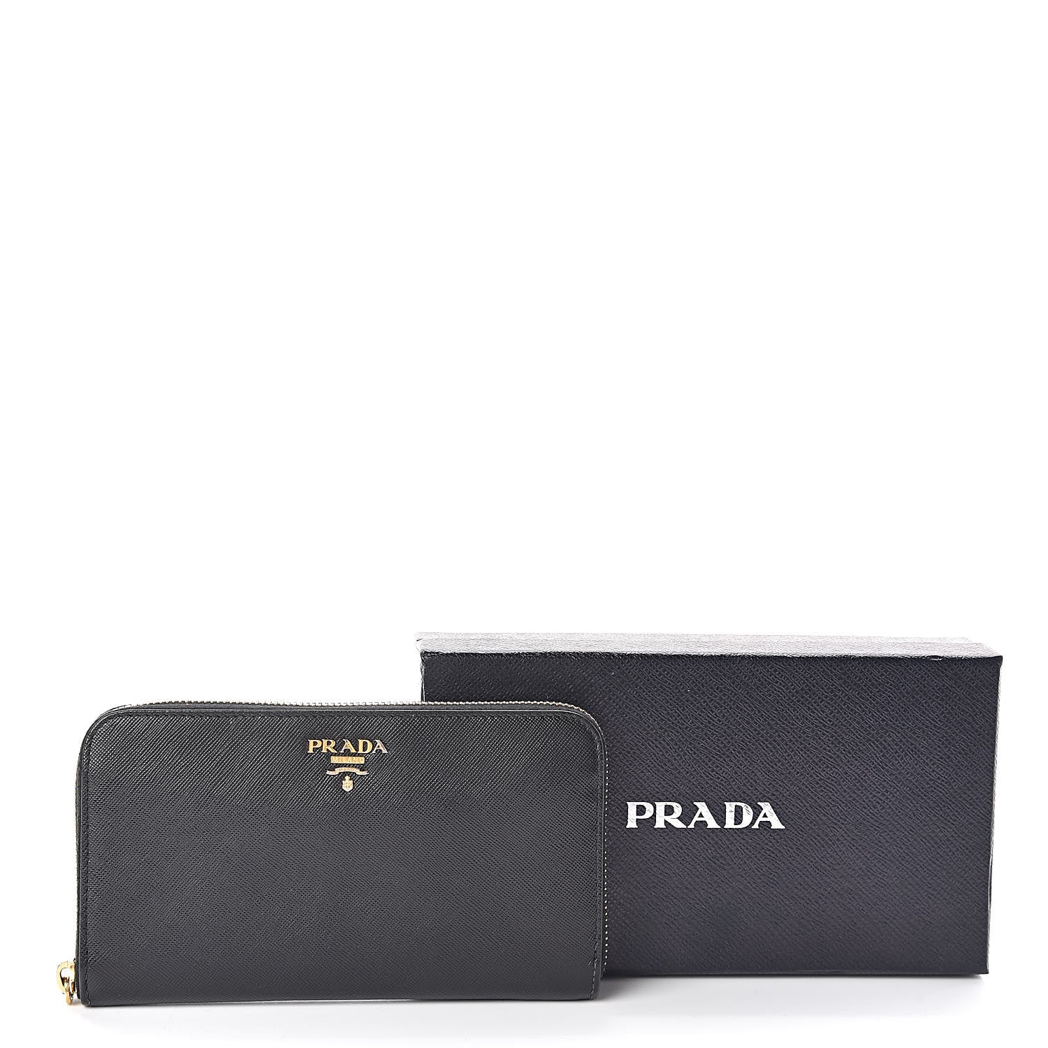 Prada Saffiano Metal Zip Around Wallet Black 8 of 8
