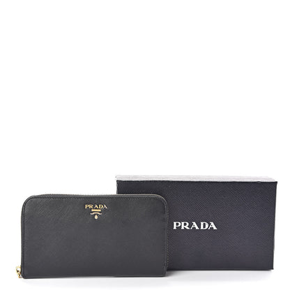 Prada Saffiano Metal Zip Around Wallet Black 8 of 8