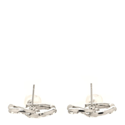 Chanel Crystal Baguette Pearl CC Drop Earrings Silver 3 of 4