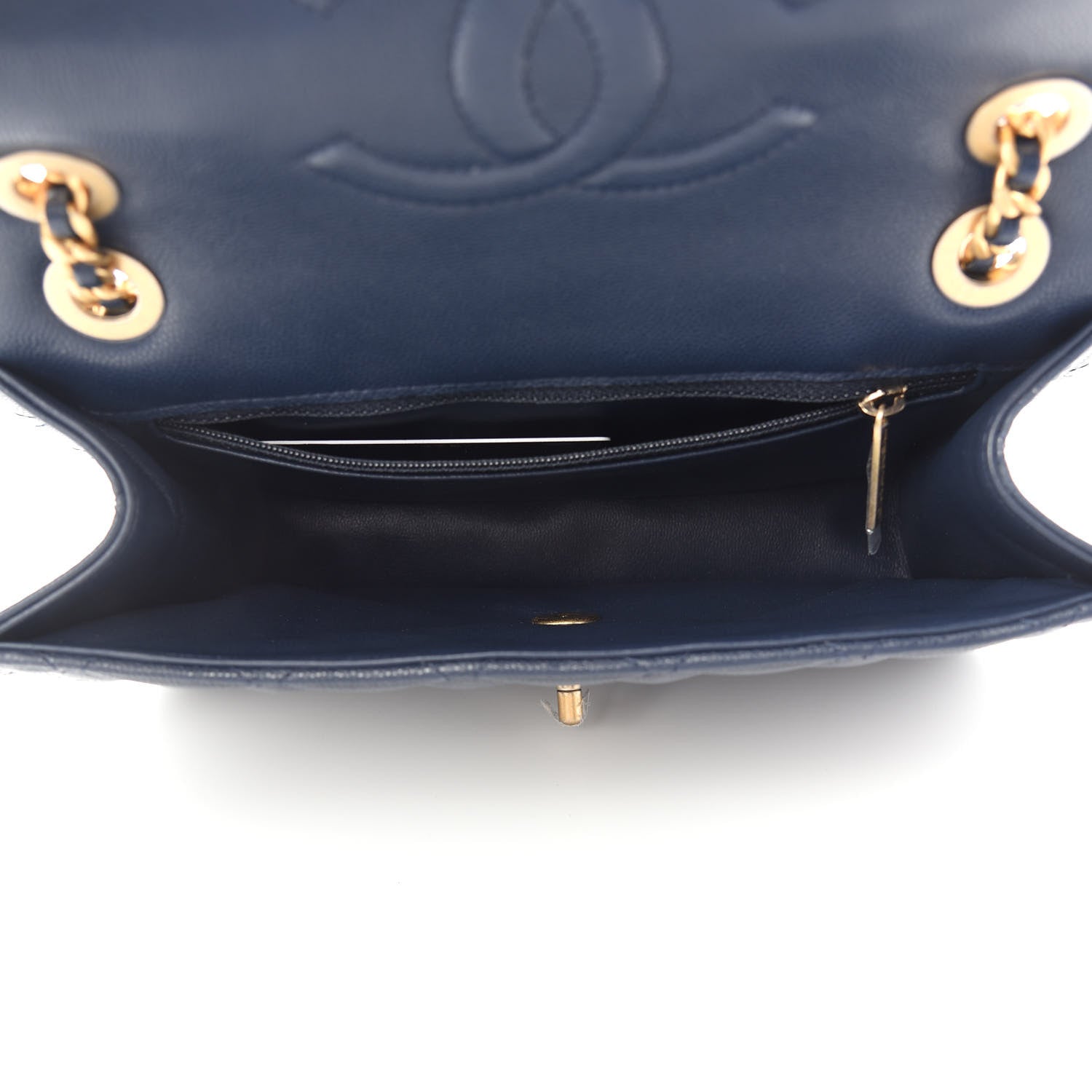 Chanel Caviar Quilted Medium Sweet Classic Flap Navy Blue 6 of 10