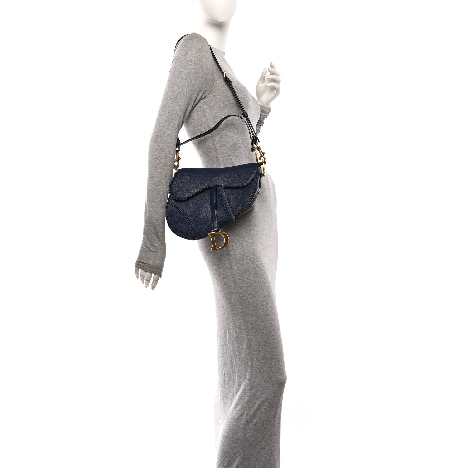 Christian Dior Grained Calfskin Saddle Bag With Strap Deep Ocean 2 of 10