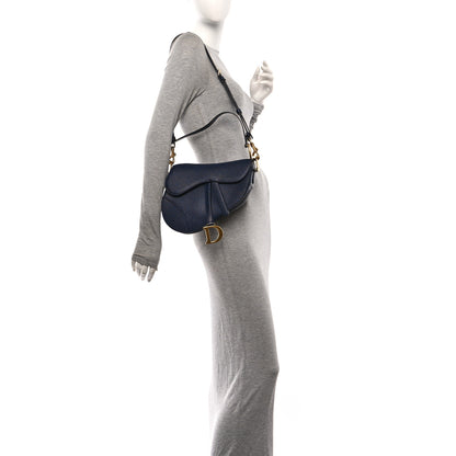 Christian Dior Grained Calfskin Saddle Bag With Strap Deep Ocean 2 of 10