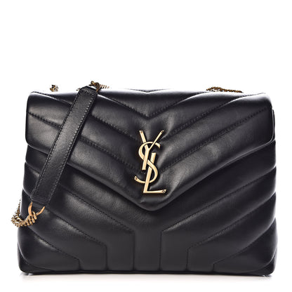 Saint Laurent Calfskin Y Quilted Monogram Small Loulou Chain Satchel Black 1 of 14