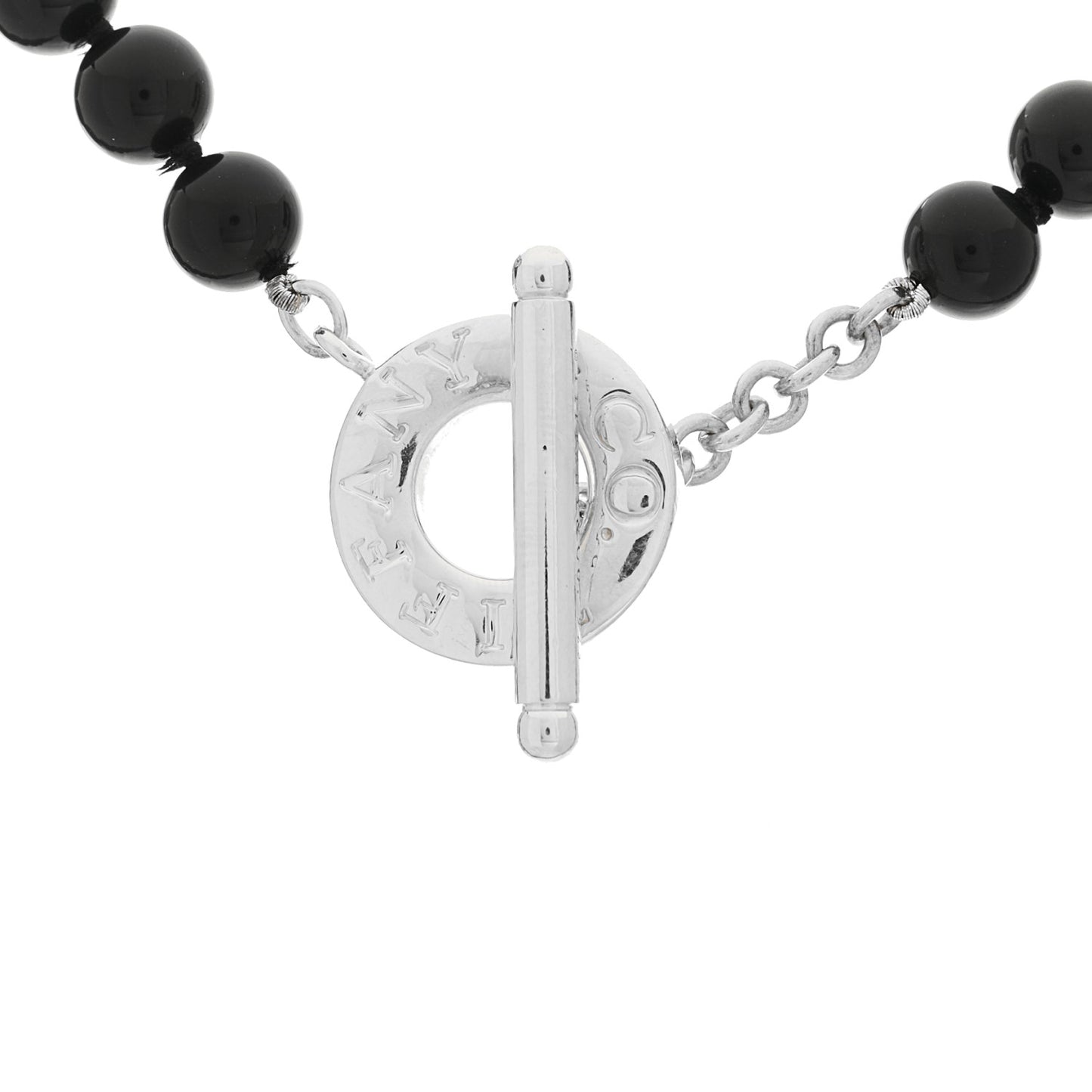 Sterling Silver Black Onyx Bead Toggle Necklace