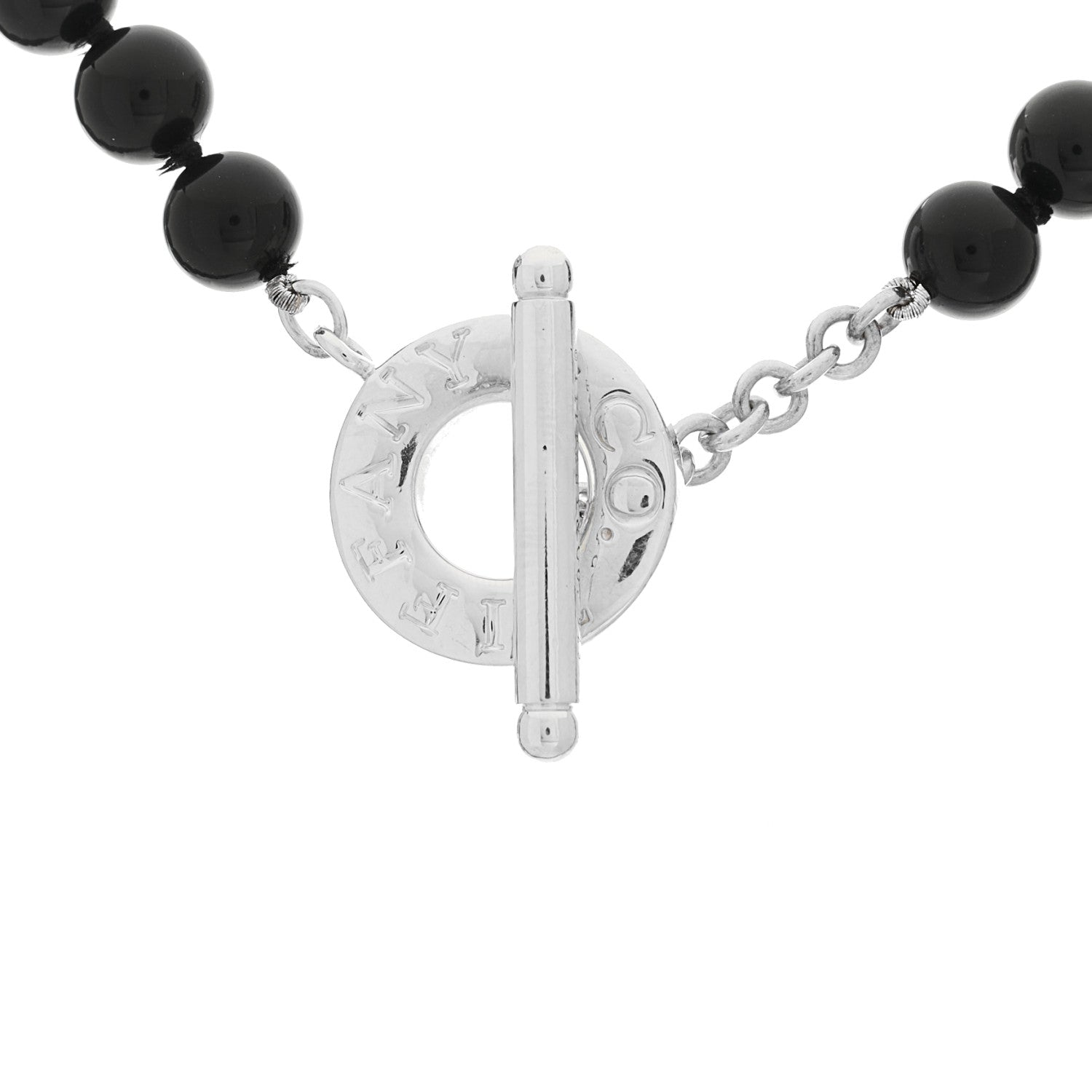 Tiffany Sterling Silver Black Onyx Bead Toggle Necklace 5 of 6