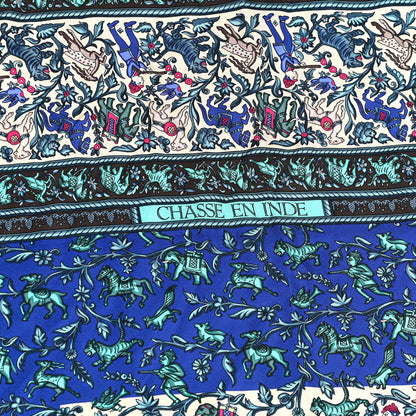 Hermes Silk Chasse En Inde Scarf 90 Gris Bleu dur Craie Aqua 5 of 5