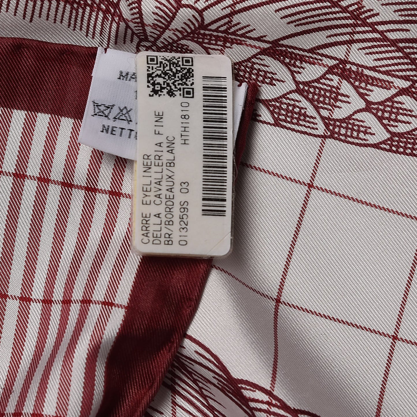 Silk Della Cavalleria Finesse Scarf 90 Bordeaux Blanc
