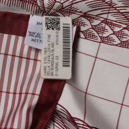 Hermes Silk Della Cavalleria Finesse Scarf 90 Bordeaux Blanc 7 of 7