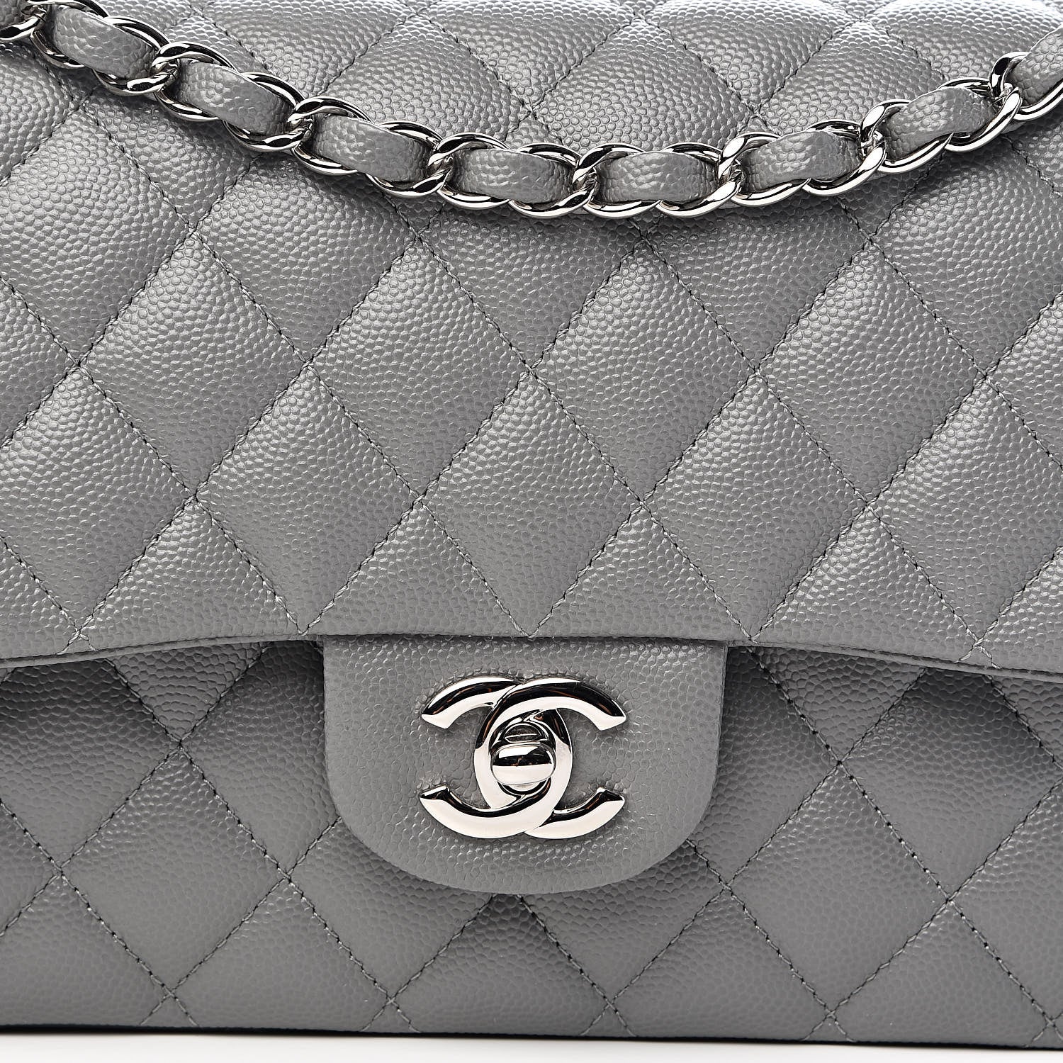 Chanel Caviar Quilted Medium Double Flap Grey 10 of 11